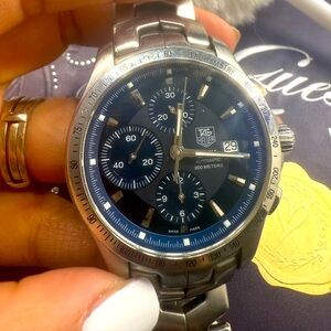 Tag Heuer Link Chronograph Blue and Silver Watch